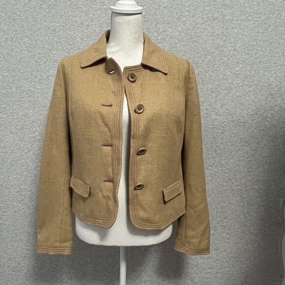 Vintage Y2K GAP Jacket Blazer Womens Medium Wool Blend Button Academia Preppy - Picture 1 of 16